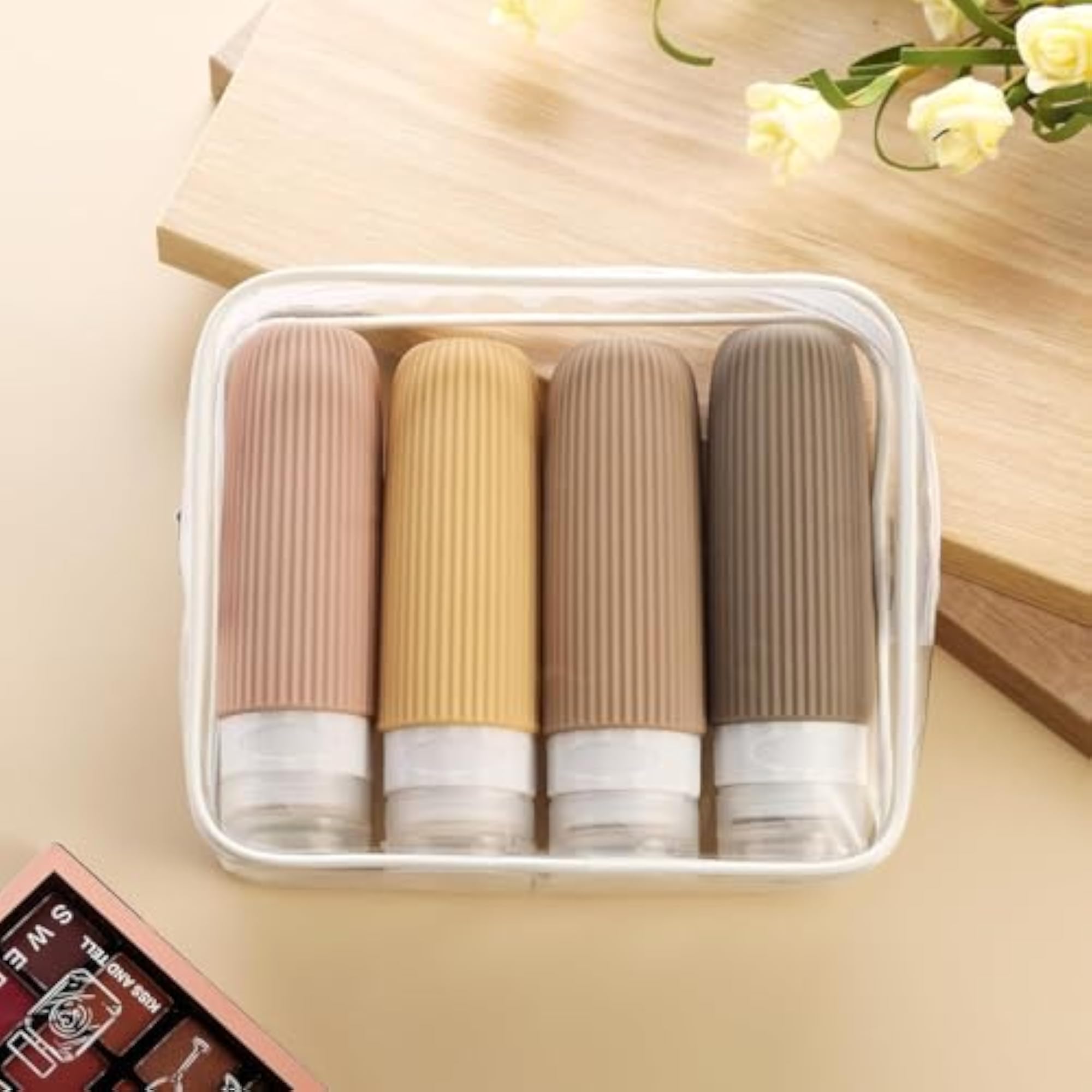 4 Pieces Silicone TSA Approved Toiletries Containers Set